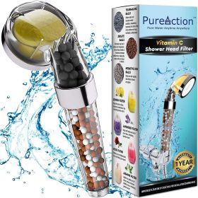 PureAction Vitamin C Shower Head Filter with Hose & Replacement Filters Hard Water Softener  Chlorine & Fluoride Filter Water Purifying Filtered Showe