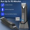 2 In 1 Electric Body Trimmer for Men Cordless Beard Groin Ball Pubic Hair Shaver IPX7 Waterproof Razor with LED Light LCD Display Guard Comb Shaving H