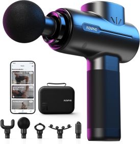 Massage Gun with Heat, Mini Percussion Deep Tissue Massager, Handheld Muscle Massager Gun for Athletes, 5 Heads, (Color: Active)