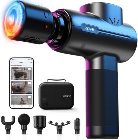 Massage Gun with Heat, Mini Percussion Deep Tissue Massager, Handheld Muscle Massager Gun for Athletes, 5 Heads, (Color: Active- Thermacool)