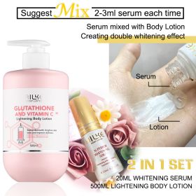 AILKE Glutathione & Vitamin C Skin Care Set, Whiten, Hydrate, Moisturizing, Skin Glowing, Even Skin Tone, For Men and Women (Color: 2 in 1 set(LOTION))