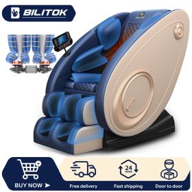 Full Body Massage Chair with Heating, Massage Chair Recliner with Zero Gravity, Bluetooth Speaker, Airbags, Foot Roller (Color: Blue)