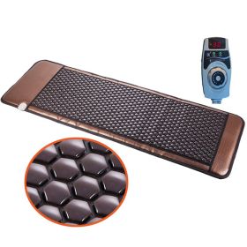 Far Infrared Heating Pads Natural Tourmaline Mattress Germanium Stone Heating Mat for Back Pain Relief with Controller Show Temp (Color: Brown, Plug Type: US Plug)