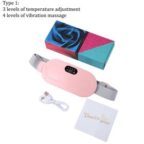 USB Uterine Warm Belt Pain Relief Menstrual Abdomen Stomach Back Waist Infrared Heating Hot Compress Vibration Massager Brace (Color: type 1)