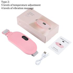 USB Uterine Warm Belt Pain Relief Menstrual Abdomen Stomach Back Waist Infrared Heating Hot Compress Vibration Massager Brace (Color: type 2)