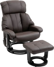 2024 New Massage Recliner Chair with Ottoman, 360° Swivel Recliner and Footstool, PU Leather with Side Pocket and Remote Control (Color: Brown)