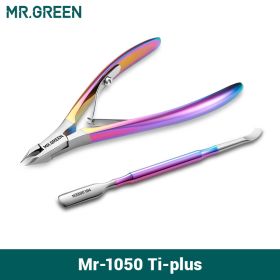MR.GREEN Gorgeous Colorful Cuticle Nippers Cuticle Clippers Nail Manicure Scissors Trimmer Dead Skin Remover Stainless Stee Tool (Color: Mr-1050Ti-plus)